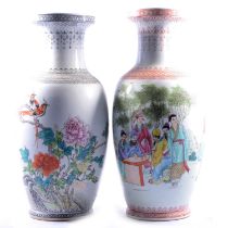 Two pairs of similar large Chinese vases, and a fifth similar vase