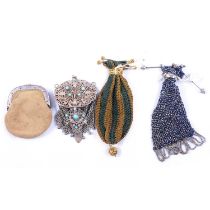 Small collection of purses, mainly chain metal