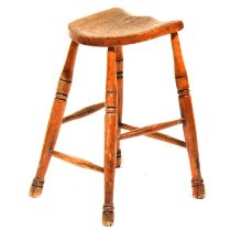 Elm and beech saddle seat stool,