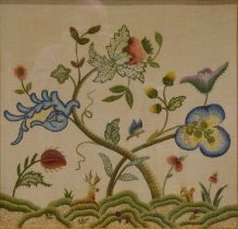 Large embroidered panel, penwork small tray, etc