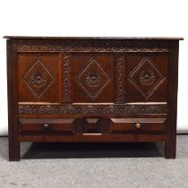 Joined oak mule chest, 18th Century,