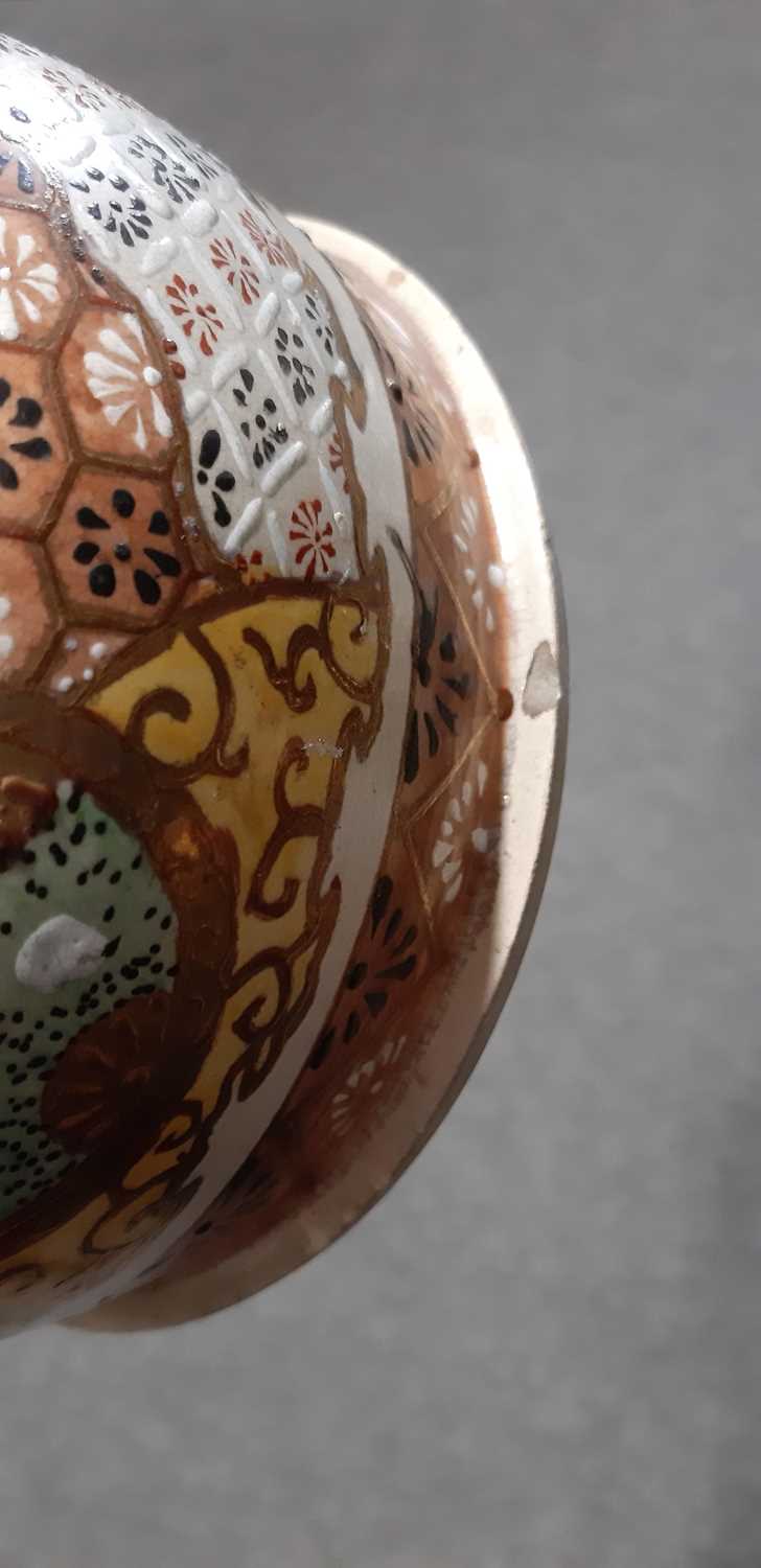 Large Satsuma pottery Koro and cover - Image 5 of 13