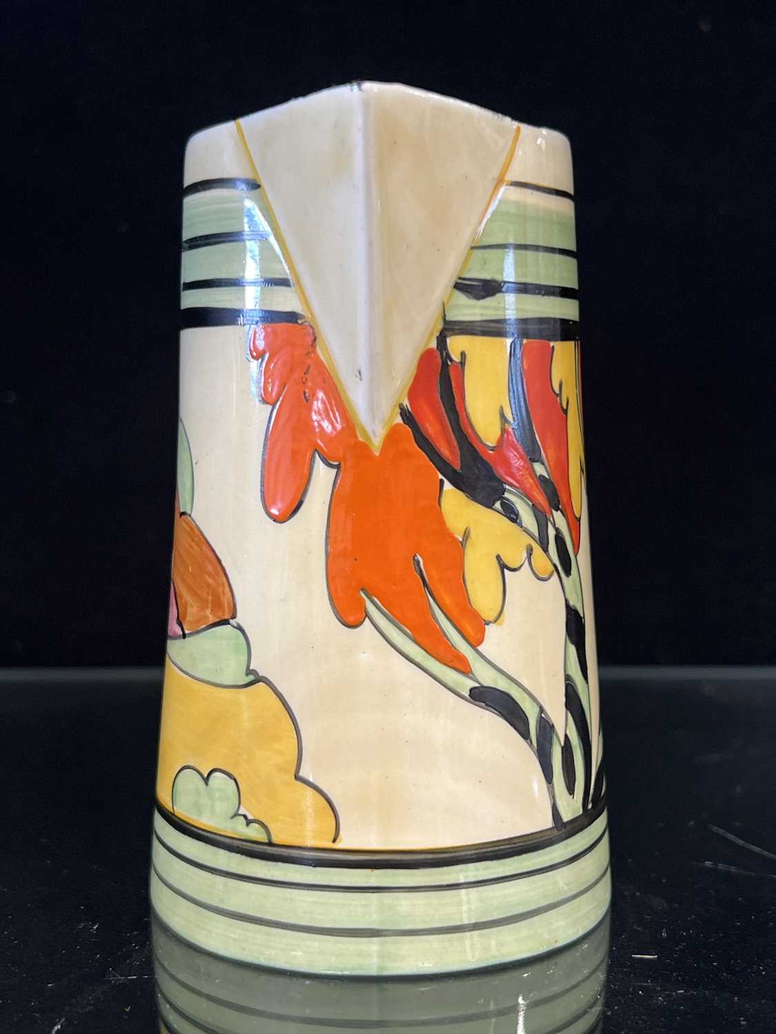 Clarice Cliff, a ‘Honolulu’ pattern conical jug - Image 5 of 8