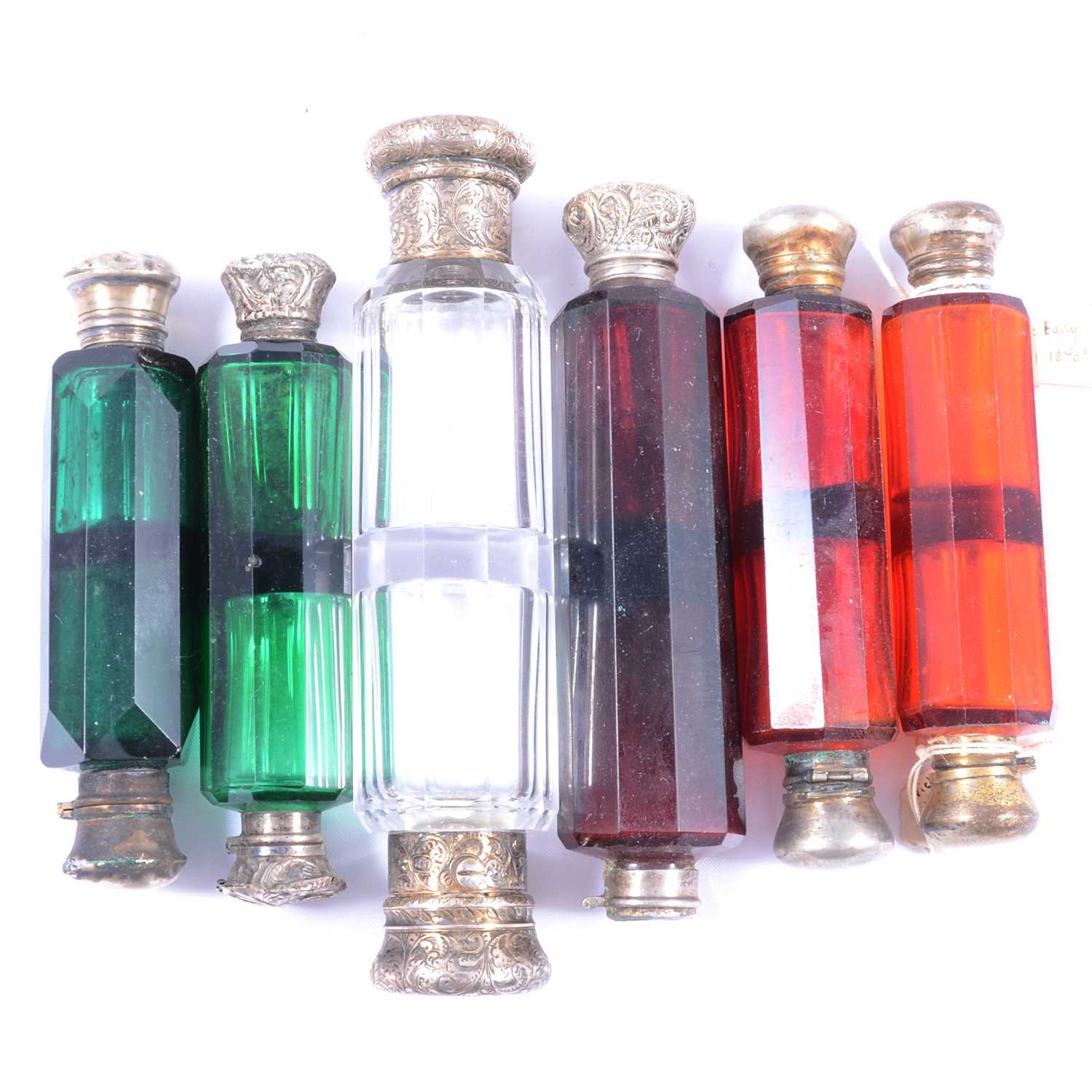 Victorian double ended scent bottle and others,