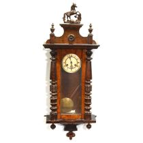 Walnut veneered Vienna style wall clock,
