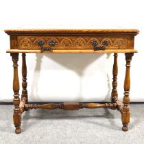 Carved oak side table,