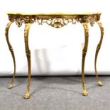 Two gilt metal and onyx tables,