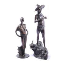 After Rancoulet, Fisherboy, and another cast metal sculpture.
