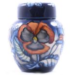 Sally Guy for Moorcroft Pottery, a small 'Pansy' limited edition ginger jar and cover