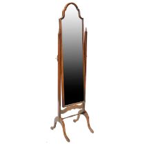 Mahogany framed cheval mirror,