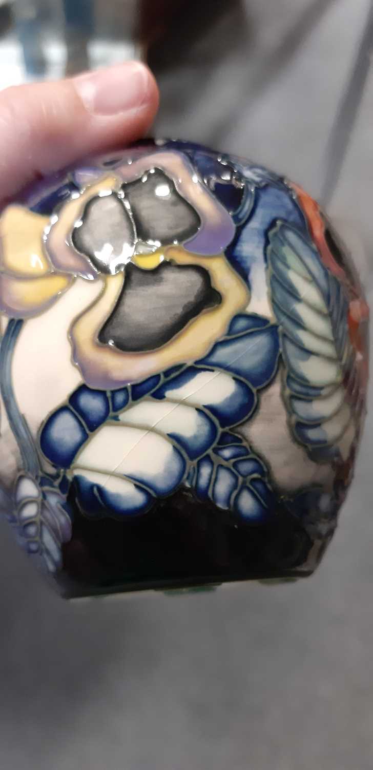 Sally Guy for Moorcroft Pottery, a small 'Pansy' limited edition ginger jar and cover - Image 3 of 3