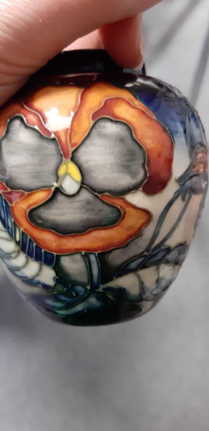 Sally Guy for Moorcroft Pottery, a small 'Pansy' limited edition ginger jar and cover - Image 2 of 3