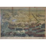 Victorian chromolithograph, Birds-eye View of The Battle of Tel-el-Kabir, 1882,