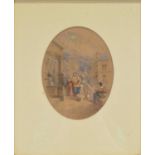 19th Century School, Figures on a terrace, a pair,