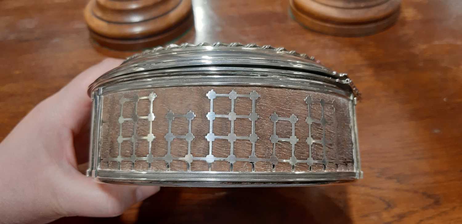 Dutch silver and burr wood drum-shape box, marked Begeer - Image 4 of 9