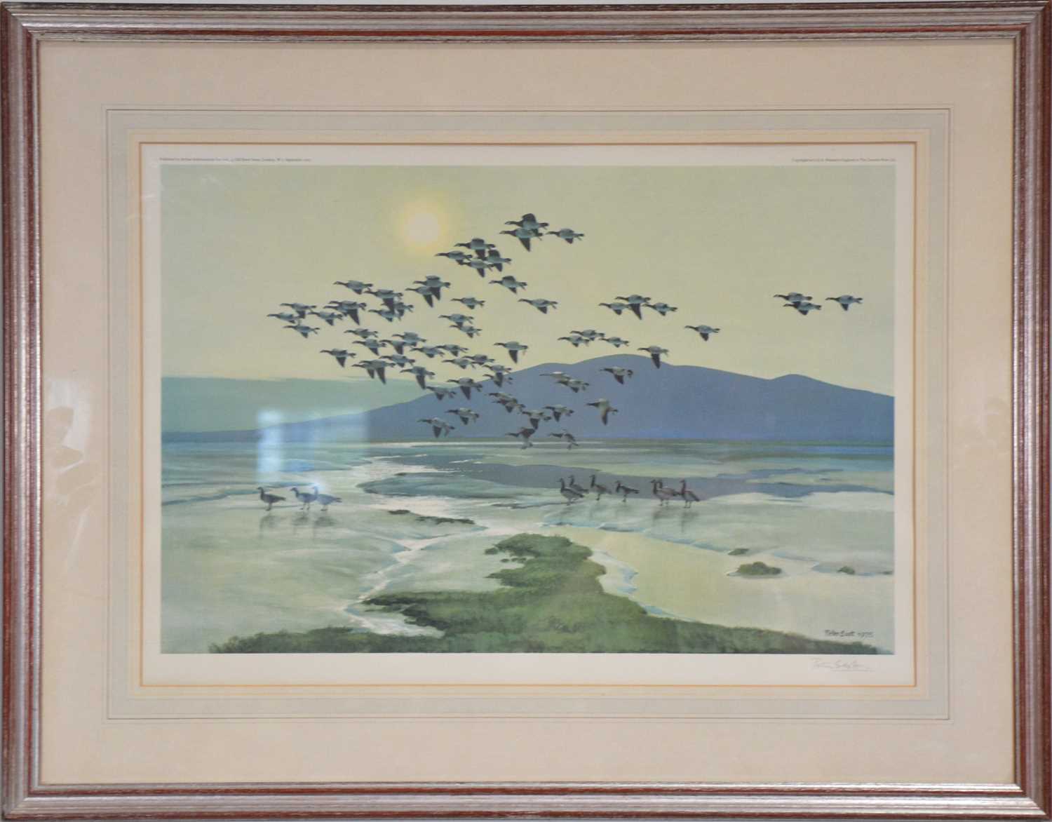 Peter Scott, Geese on a shoreline, - Image 2 of 2