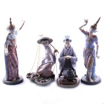 Four Lladro figurines, Asian studies