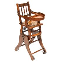 Beech and walnut high chair,