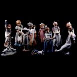 Eleven Lladro and Nao figurines and groups.