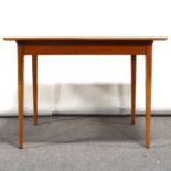 Mid-century flame veneer extending dining table, possibly Gordon Russell