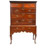 George III oak chest on stand,