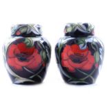 Rachel Bishop for Moorcroft Pottery, a pair of large 'Wilverley' pattern ginger jars and covers