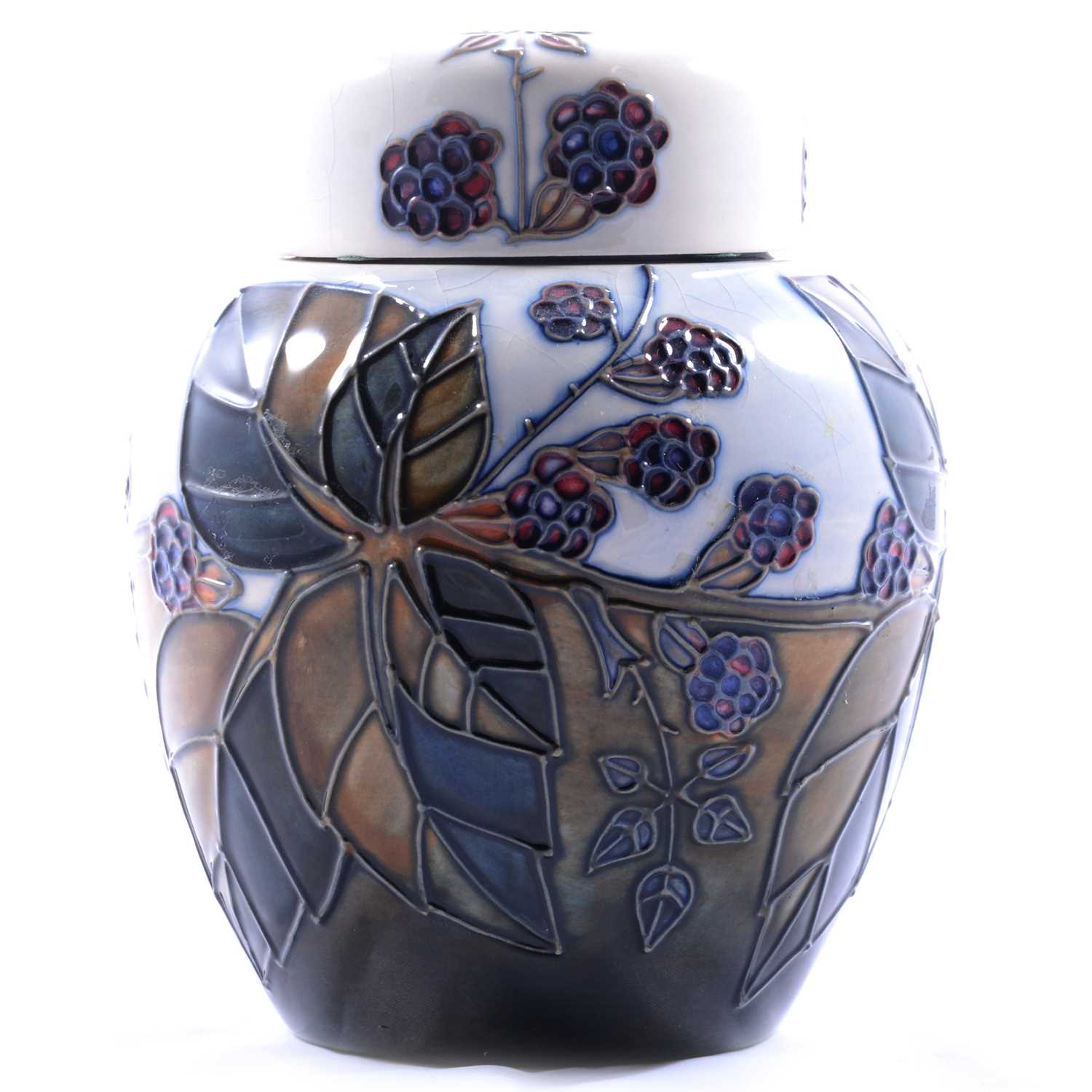 Sally Tuffin for Moorcroft Pottery, a large 'Brambles' pattern ginger jar and cover