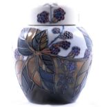 Sally Tuffin for Moorcroft Pottery, a large 'Brambles' pattern ginger jar and cover