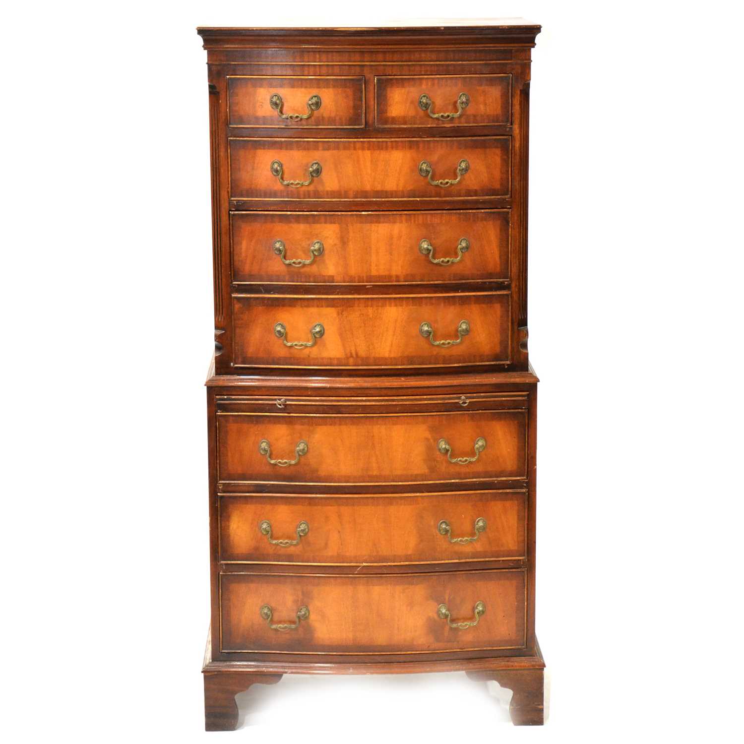 Reproduction mahogany chest-on-chest,