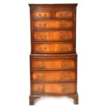 Reproduction mahogany chest-on-chest,
