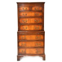 Reproduction mahogany chest-on-chest,