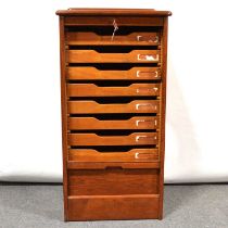 Oak filing cabinet, tambour front,