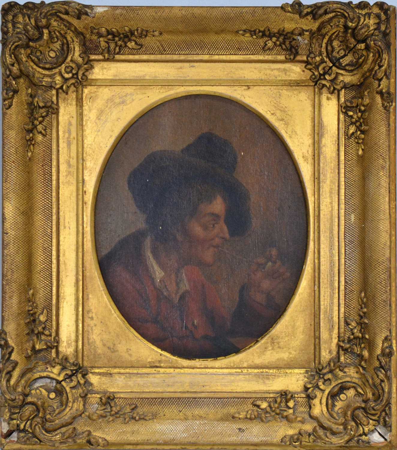 Continental school, 19th century, Portrait of a man with pipe.