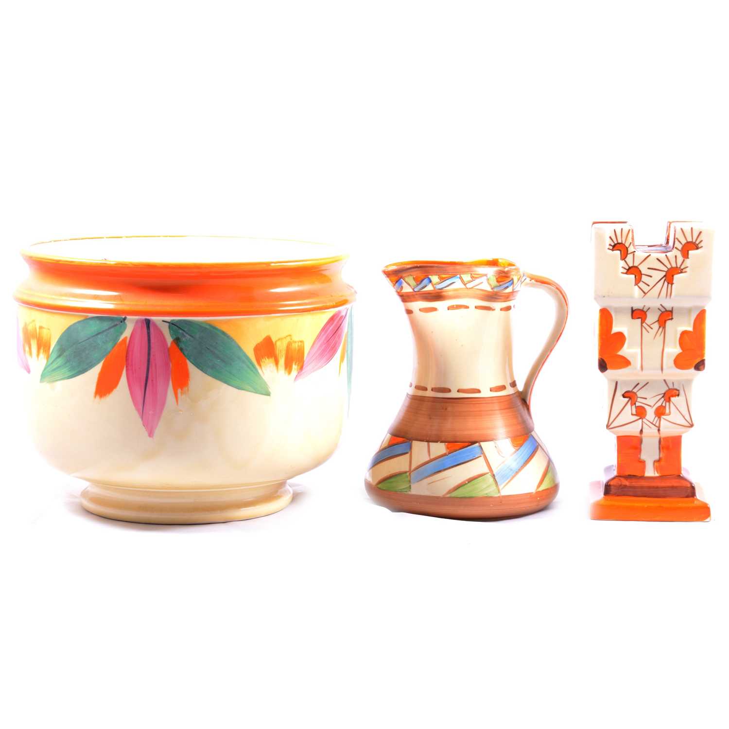 Five items of Myott Art Deco pottery
