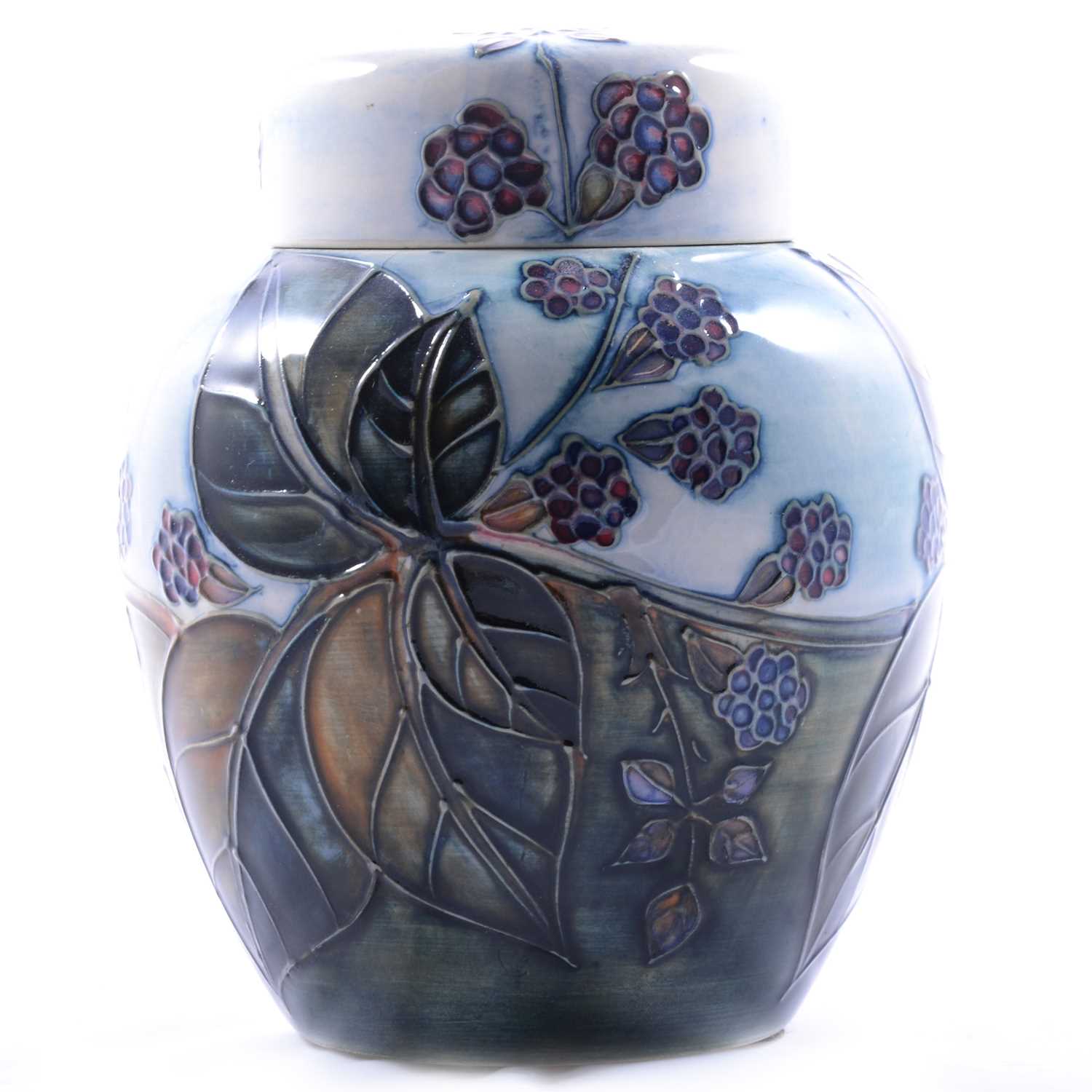 Sally Tuffin for Moorcroft Pottery, a large 'Brambles' pattern ginger jar and cover