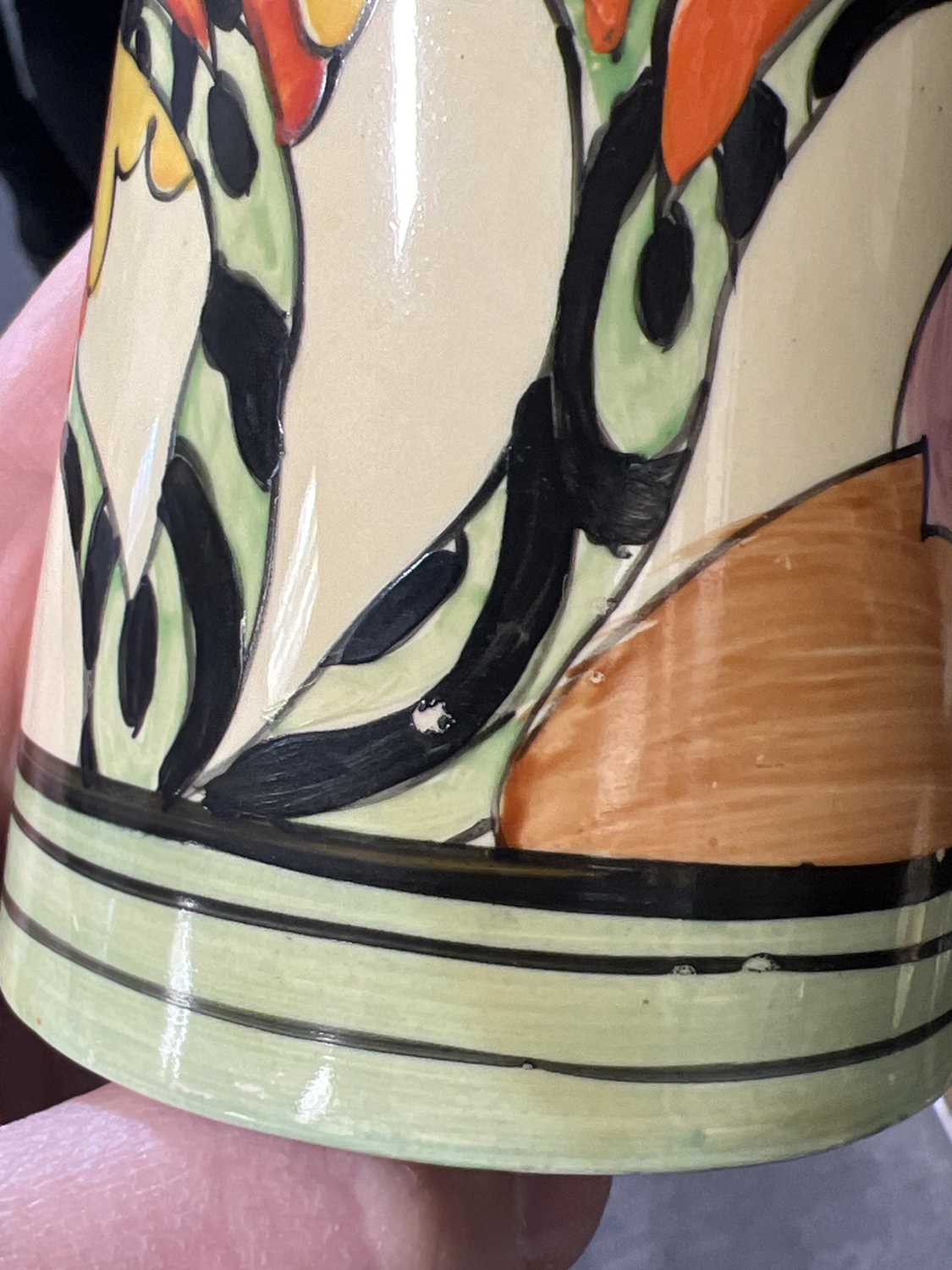 Clarice Cliff, a ‘Honolulu’ pattern conical jug - Image 8 of 8