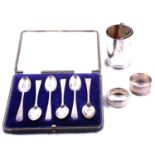 Set of six silver teaspoons, Robert Pringle & Sons, Sheffield 1912, and other wares.