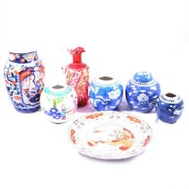 Chinese ginger jars, vase, etc