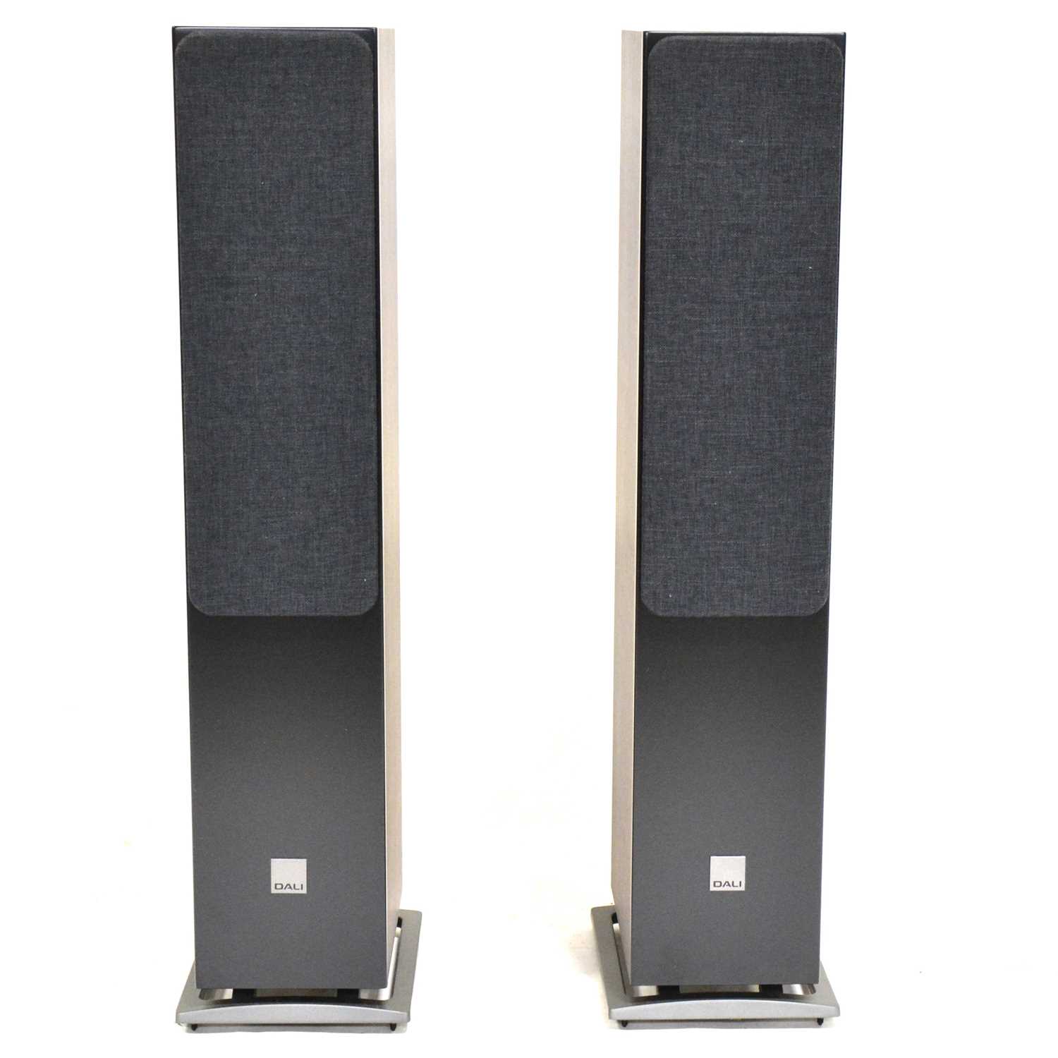 Pair of Dali Oberon 5 floor standing speakers, two other speakers and a Watkins amplifier.