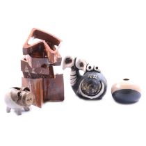Quantity of stoneware vessels, studio pottery decorative ornaments, etc
