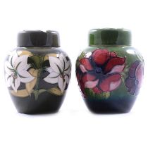 Two Moorcroft Pottery ginger jars and covers, designed by Walter Moorcroft
