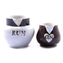 Early 19th century pearlware Rum and Gin jugs