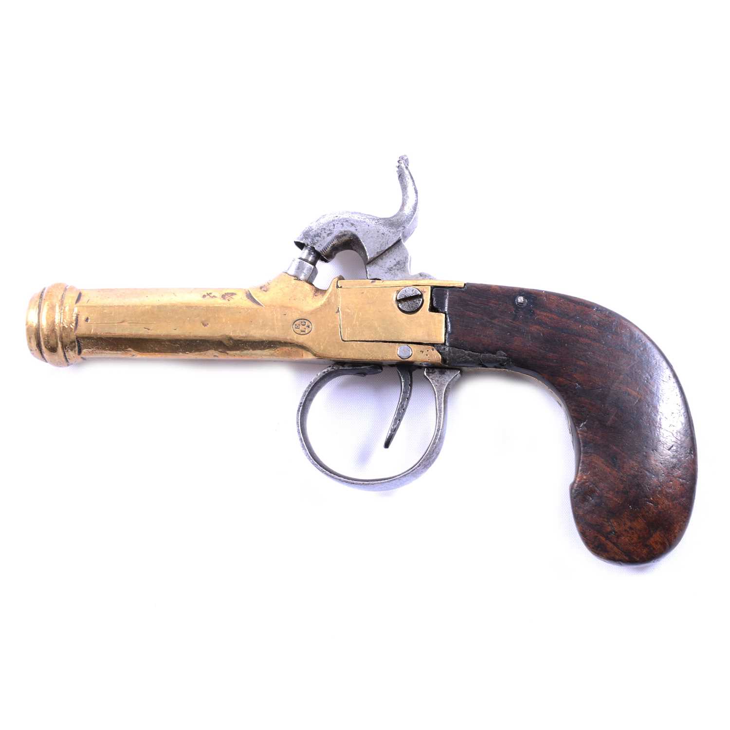 Box lock percussion pistol,