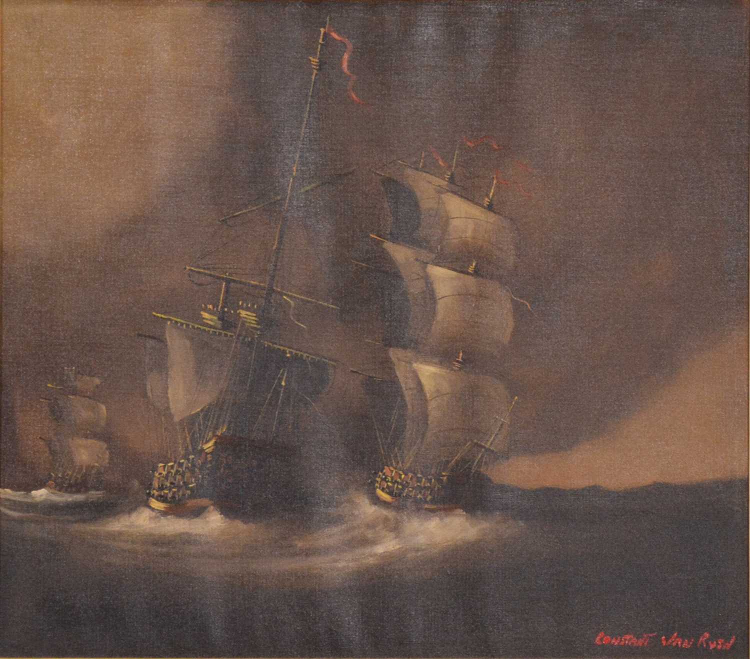 Constant van Ryjn, Warships at sail.