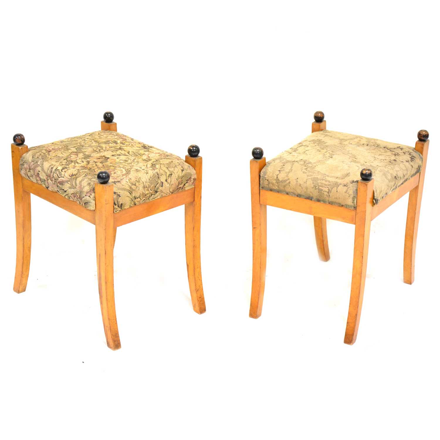 Pair of Swedish birch stools,