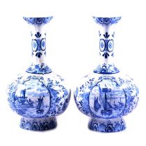 Pair of blue and white Delft vases