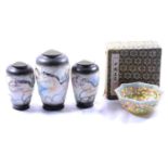 Fine Chinese porcelain bowl and trio of Japanese vases