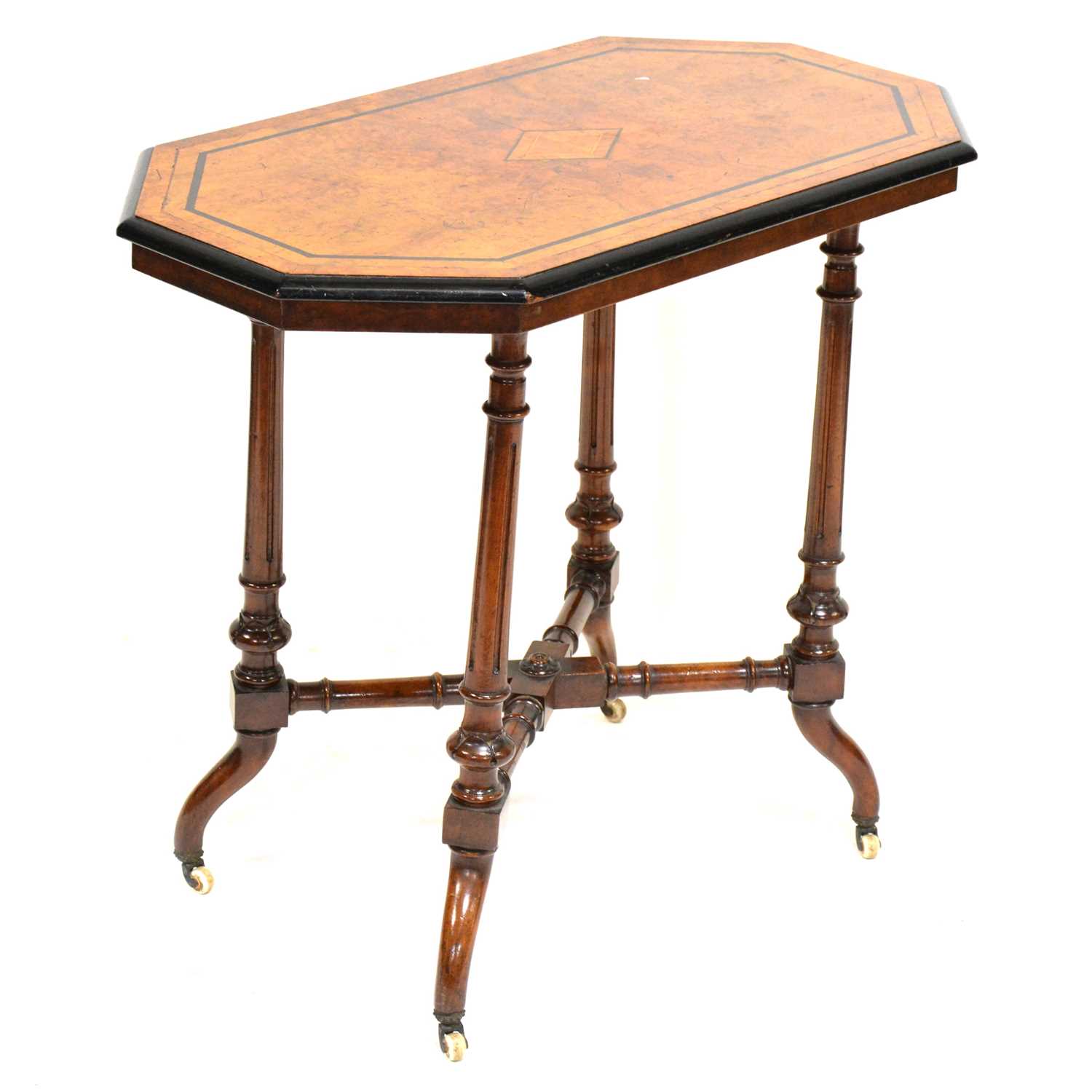 Victorian walnut and ebonised table,