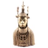 An African Benin style bronze bust,