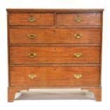 George III oak chest of drawers,